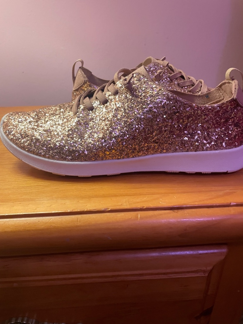 Not Rated Glitter Lace-Up Sneakers - Gold